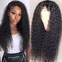 28 Inch Long Curly Deep Wave Lace Front Wigs Synthetic Artificial Human Hair Pre Plucked for Black Women Lace Front Wigs Natural Hairline Human Hair Water Wave Wigs Heat Resistant Wigs