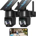 2PCK Wireless Outdoor Security Camera - 5G & 2.4G Wi-Fi Outdoor Camera, 2K Pan/Tilt 360 View, Solar/Battery Powered, PIR Human Detection, Color Night Vision,IP65/ Easy to Install