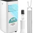 SereneLife Portable Air Conditioner 10000 BTU - 3-in-1 Compact Standing Air Conditioner for Room Up to 320 Sq. Ft. - Floor AC Unit with Remote Control - Universal Casters, Window Mount Kit