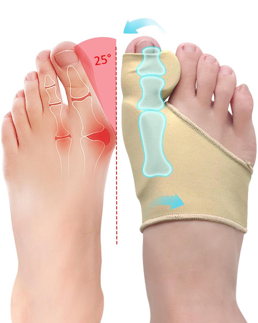 2 Pcs Bunion Corrector for Women Men Bunion Pain Relief, Big Toe Straighteners, Breathable Bunion Correction Socks with Built-in Gel Pad, Big Toe Spacer Separators (Beige)