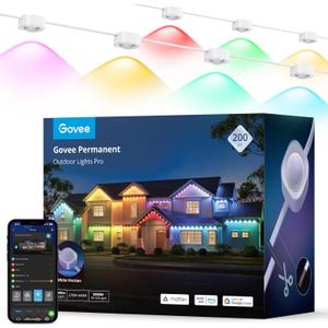 Govee Permanent Outdoor Lights Pro, 200ft with 120 RGBIC LED Lights for Daily and Accent Lighting, 75 Scene Modes for Outdoor Decor, IP67 Waterproof, Works with Alexa, Google Assistant, Matter, White