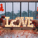 Libima 4ft Light up Mosaic LED Love Letters Set with Bracket, Marquee L O V E Heart Shape Letter Balloon Frame with Light Bulb Strings for Valentine's Day Anniversary Party Decoration 