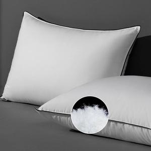 DWR Cloud-Like Luxury Feathers Down Pillows Set of 2, Soft & Fluffy Support with 100% Organic Cotton Cover, Ideal for Back & Stomach Sleepers  Not for Firm Pillow Lovers (20"x30") (Queen (Pack of 2), White)