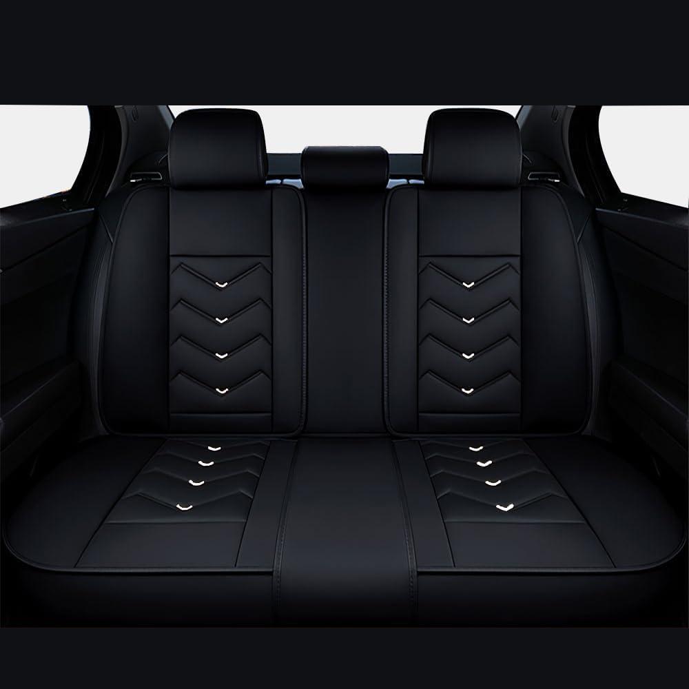 Car Seat Covers in The Back Row, Stylish Sport Seat Cover, Premium Nappa Leather Car Seat Cover. Automobile Seat Covers Sets.(Black White) 