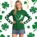 St Patricks Day Shirt Women Lucky Shamrock T-Shirt Saint Patricks Day Long Sleeves (Green, XL)