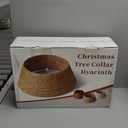 28in Christmas Tree Collar - Woven Hyacinth Tree Collars for Artificial Trees - Rattan Rustic Farmhouse Basket for Tree Base Cover with Cord Cut-Out for 6ft 7.5ft Tree (Natural)