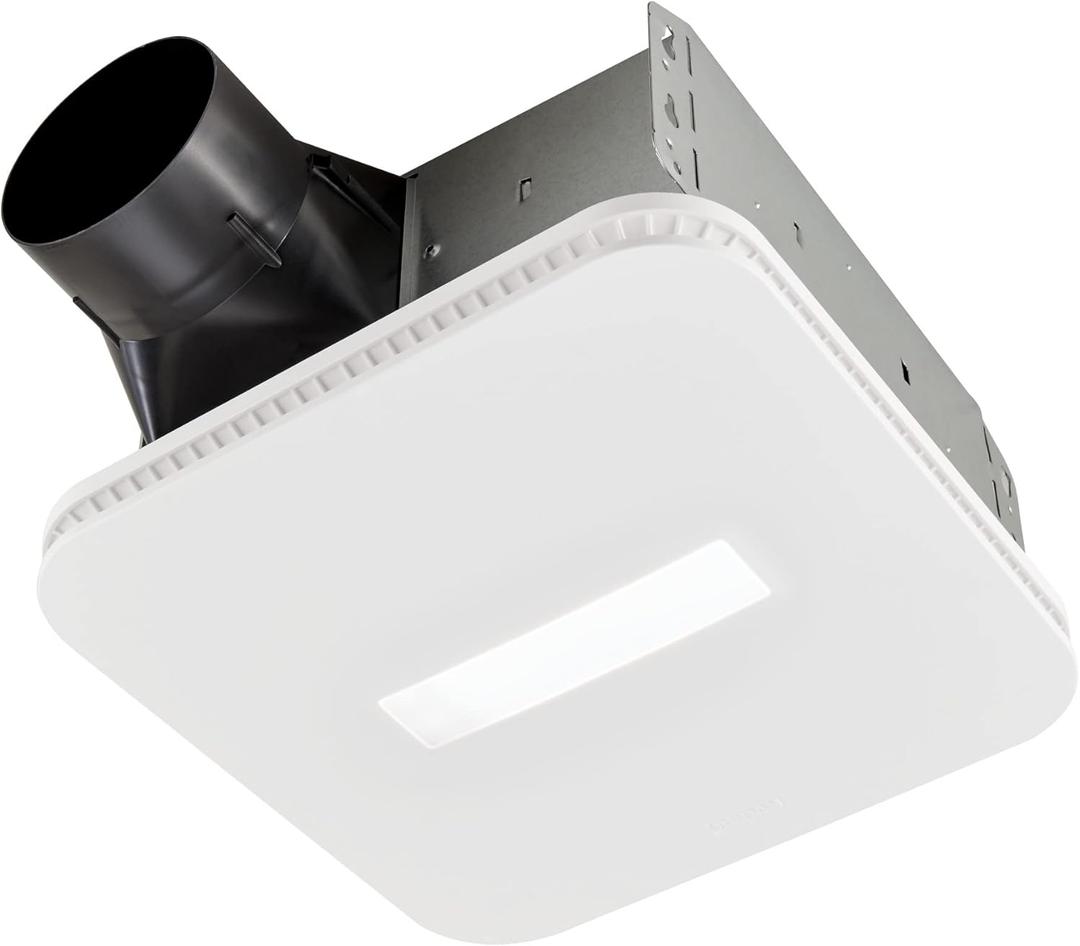 Broan-NuTone Bathroom Exhaust Fan  Retrofit Design Replaces Existing Fan Without Attic Access, Quiet 1.0 Sones, 110 CFM, Powerful Ventilation with 4 Selectable CCT Light Settings for a Modern Look