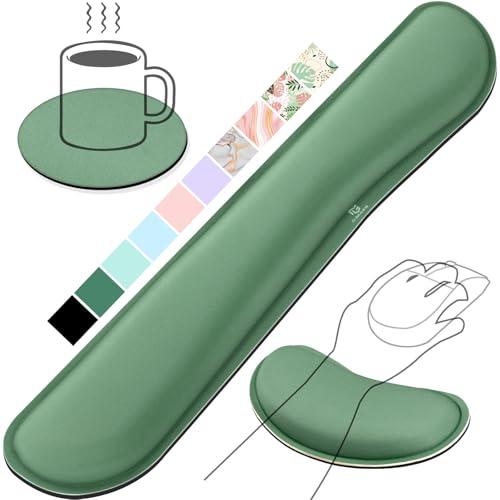 Gimars Upgrade Enlarge Silky and Superfine Fabric Gel Memory Foam Keyboard Wrist Rest Set, Ergonomic Keyboard Mouse Wrist Support for Typing Pain Relief, Comfort for Office, Gaming, Computer