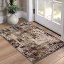 Entrance Rugs Indoor 2x3 Brown Entry Rug Washable Abstract Coffee Small Area Rug Non-Slip Low Pile Throw Rugs for Entryway, Kitchen Floor, Front Door Indoor Door Mat, Bathroom, Bedroom Bedside