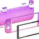 eXtremeRate Gradient Translucent Purple Rose Red DIY Replacement Shell for Nintendo Switch Lite, NSL Handheld Controller Housing w/Screen Protector, Custom Case Cover for Nintendo Switch Lite