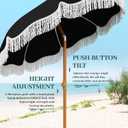 AreShark 7ft Patio Umbrella with Fringe, UPF50+ Beach Umbrella for Table, Pool & Garden, Portable Outdoor Tassels Umbrella w/Fiberglass Ribs&Push Bottom Tilt(Black)