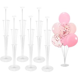 6 Sets Balloon Sticks with Base for Table Balloon Stand Kit Balloon Stands with Base for Floor Balloon Arch Stand with Base Balloon Stands for Table Baby Shower Birthday Wedding Party Decorations