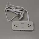 TESSAN Flat Plug Extension Cord 5 FT, Surge Protector Power Strip with 4 AC Outlets 2 USB C and 1 USB A Ports, 900 Joules Protection, Multiple Wall Outlet Extender Suitable for Office Dorm, Grey