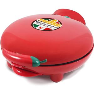 Elite Gourmet EQD-413 Electric Non-Stick 8" Quesadilla Maker, Easy-Slice 6-Wedge, Grilled Cheese Corn Flour Tortilla Snacks, Red