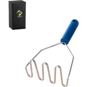Large Stainless Steel Potato Masher with Soft Grip Handle – Heavy Duty Vegetable, Bean & Avocado Masher for Smooth & Creamy Mashes – Dishwasher Safe (Lagoon Blue)