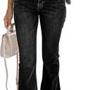 KUNMI Women's Flare Bell Bottom Jeans High Waisted Wide Leg Bootcut Jeans Stretchy Denim Pants (2, Ff001-black)