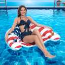 Inflatable Pool Floats Adult with Color Changing Light, Pool Floating Chairs with Cup Holders& Handles, Blow up Pool Raft Lounge Sofa for Adults Swimming Pool Party Summer Water Fun