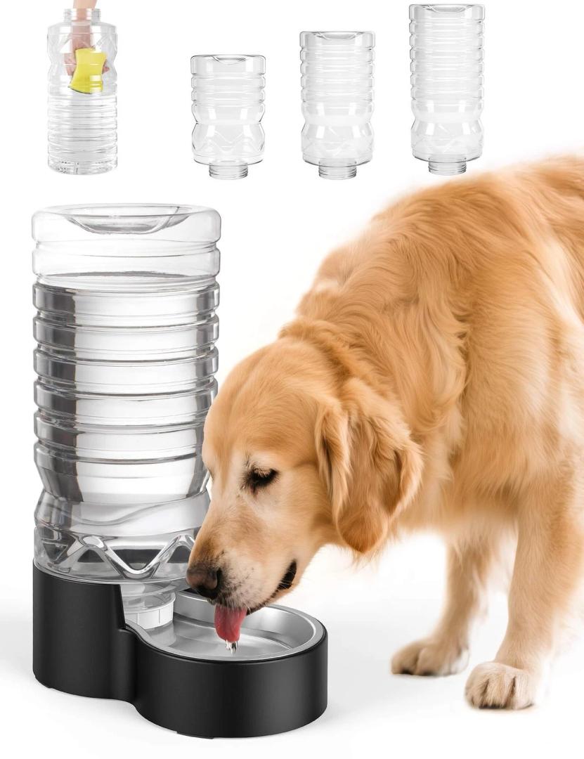 Heouvo 2.5 Gallon Automatic Dog Water Dispenser【Wide Mouth for Easy Handin Cleaning】【Removable Stainless Steel Bowl】, Gravity Refilling Large Capacity for Cats and Dogs, MultiPet Homes