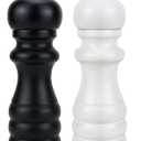 Salt and Pepper Grinder Set of 2, Manual Salt Mill & Pepper Mills with Adjustable Coarseness, Refillable Wood Spice Shakers, Kitchen Accessories for Chili, Sesame, Himalayan (Black and White)