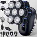 2025 New Upgrade Magnetic Head Shavers for Bald Men, Electric Razor for Men, Mens Shaving with Nose Hair Sideburns Trimmer, LED,Travle Lock (7d5, Black)