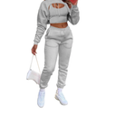 Women's Sexy 3 Piece Tracksuits - Long Sleeve Pullover Crop Top Hoodie +Tank Top+Drawstring Long Pants Sweatsuit, M