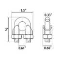 4 Pcs 1/2 Inches M12 Heavy Duty Stainless Steel Wire Rope Clips, Cable Clamp Fasteners