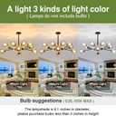 12-Light Glass ChandelierLarge Sputnik Chandeliers for High Ceilings Rustic Ceiling Lighting Fixture Pendent Light for Kitchen Dining Room Living Room Bedroom Office Black.