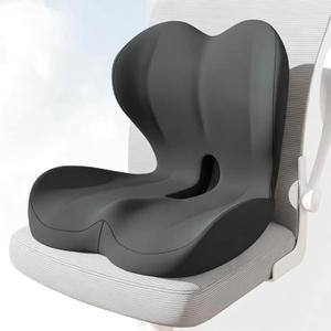 Seat Cushion for Truck Driver | Office Chair Seat Cushions for Office Chair with L-Shaped Ergonomic Design | Memory Foam Chair Cushion for Long Sitting Office Worker (Dark Gray)