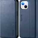 TUCCH Case for iPhone 13 Wallet Case, PU Leather Folio Case Wallet with [Kickstand] [Card Slot] Shockproof Flip Cover [Protective TPU Interior Case] Compatible with iPhone 13 6.1-inch 2021, Dark Blue
