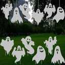 Halloween Outdoor Decorations Yard Signs Stakes - 6PCS Ghost Lawn Decorations Signs with Spooky Faces for Garden Yard Lawn Porch Scary Halloween Trick or Treat Party Decorations Supplies Outside