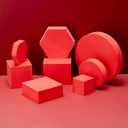 8PCS Geometric Cube Photo Props Set, Hard Foam Photography Background Props for Goods, Crafts, Lipstick, Jewelry, Cosmetics, Makeup Tools, Food (Red)