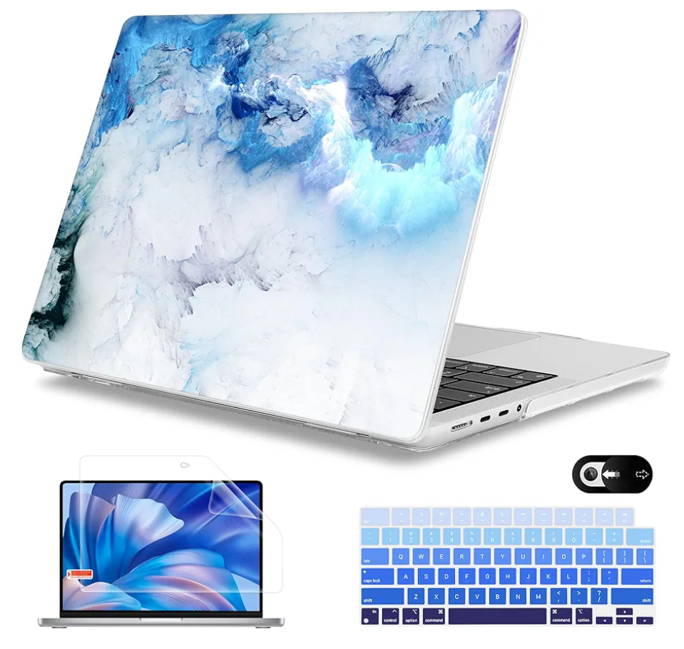 Mektron Case for M5 MacBook Pro 14 inch 2025 Model A3434 A3112 Fit 2024-2021 M4 A3112 A3401 A3185 M3 A2918 A2992 M2 A2779 M1 A2442 Pro/Max, Hard Shell Cover for MacBook Pro 14", Cloud & Lightning