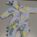 Newborn Baby Dinosaur Snowsuit Infant One Piece Hooded Jumpsuit Toddler Cartoon Romper Winter Warm Fleece Outfit Size 3-6 Month, Blue