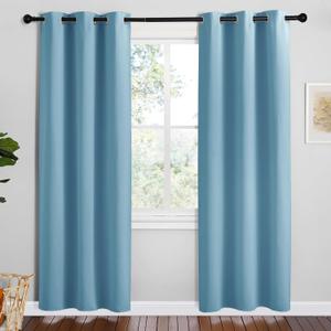 NICETOWN Teal Blue Blackout Curtains 78 inches Length for Bedroom, 2 Panels, 42" Wide, Thermal Insulated Decoration Drapes for Office Window