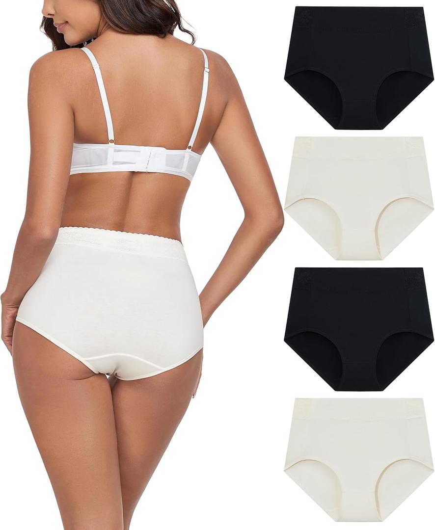 ANLIQI Women Underwear Cotton High Waist Tummy Control Panties Full Coverage Briefs Soft Stretch Ladies Breathable Underpants (XL)