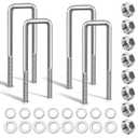 4 Pcs Hot Dipped Galvanized Square U-Bolts,2 inch Wide, (1/2" D x 2 1/16" W x 6 5/16" L) Boat Trailer U-Bolts with Washers and Nuts for Boat Trailer,Automobiles,Industrial,Heavy Duty U Bolt
