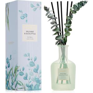 COCORRÍNA Eucalyptus & Wild Mint Reed Diffuser – 6.76 oz Essential Oil with Sticks & Dried Eucalyptus, Home Fragrance for Bedroom or Bathroom Décor