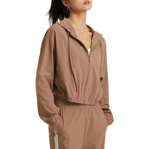 Wyeysyt Women's UPF 50+ UV Sun Protection Cropped Jackets Athletic Running Workout Shirts Zip Up Hoodie Outdoor Jackets(Brown-M)