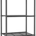 Storage Shelves - 5-Tier Large Capacity Shelf Organizer with Hooks, Heavy-Duty Garage Shelving with Leveling Feet, Wobble-Free Rack for Bedroom, Balcony, Garage, 18.1"12.4"56.8", Black