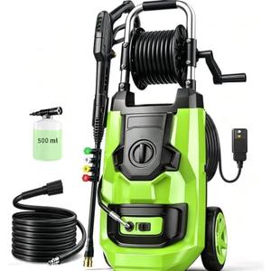 Electric Pressure Washer 5000 PSI Power Washer with Pressure Control & GFCI | Portable Pressure Washer with 35FT GFCI Cord, 20ft Hose, 4 Nozzles and 500ml Foam Cannon, Powerwashers for Home, Car, Green