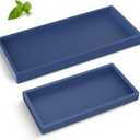 Bathroom Counter Tray,EG-SIPRO High-Grade Thickened Silicone Vanity Tray,Shatterproof Durable Rectangle Tray Soap Dispenser for Countertop,Sapphire Blue,Small+Large (EGTRAY)