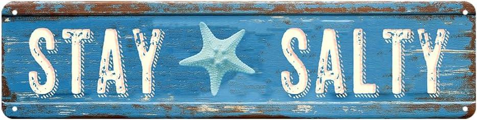 Beach Wall Decor Summer Decorations For Home Bedroom Metal Tin Sign Beach Themed Room Decor Starfish Wall Decor House Bathroom Decor Stay Salty Metal Tin Signs 4x16 Inch