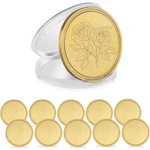 10Pcs Laser Engraving Blanks Brass Challenge Coin Blanks Metal Engraving Blank Coins 40mm with Acrylic Protection Box for DIY Commemorative Collection (Thickness 2mm)