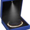 Hatori Luxury Bracelet Box, Velvet Jewelry Bangle Box Storage Case Organizer Holder with LED Light for Wedding, Engagement, Proposal, Birthday and Anniversary (Blue)