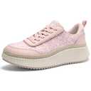AIRHAS Women Espadrille Platform Sneakers Chunky Fashion Casual Shoes for Women Comfortable Walking Sneakers(Pink_Glitter,9,5)