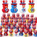 50 Pcs Patriotic Rubber Ducks 4th of July Mini Duck Bulk Independence Day Gifts Party Favors Red White Blue Miniature Ornaments for 4th of July Summer Baby Shower Party