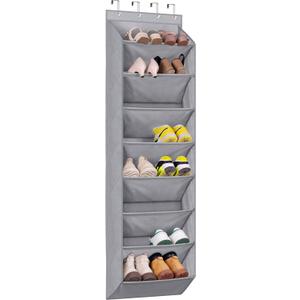 KEETDY Over the Door Shoe Organizer with 8 Deep Pockets, Hanging Shoe Rack for Closet Hanger Fits 20 Pairs Shoe Holder for Narrow Door Shoe Storage, Grey