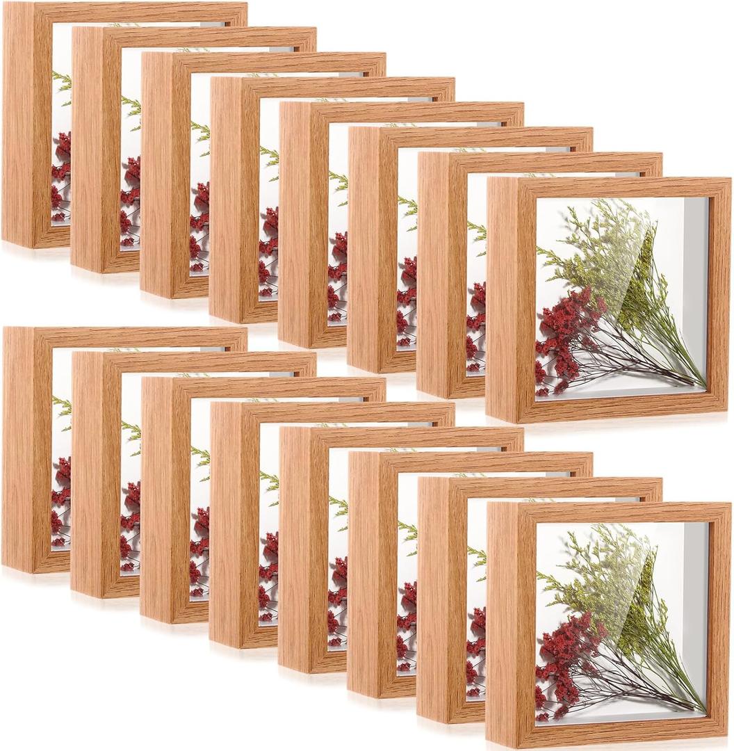 Ripeng 16 Pack Shadow Box Frame Display Case Picture Frame for Wedding Bouquet, Teacher Crafts, Photo, Ticket, Valentine, Mother Day, Medal, DIY Wall or Tabletop Gift(10 x 10 Inch, Light Wood)