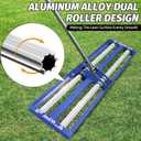 Updated Lawn Leveling Rake 30"x10", Lawn Leveler with Aluminum Rollers, Yard Leveling Rake Stainless Steel with 27-80" Adjustable Handle, Heavy-Duty Ground Leveler Suit for Garden,Golf,Lawn,Farm,Blue