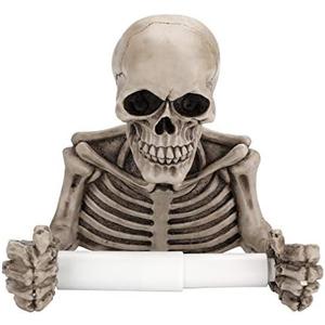 OwnMy Skull Toilet Paper Holder Wall Mount Toilet Tissue Roll Paper Storage Holder Skeleton Tissue Towel Shelf Rack - Bathroom Resin Tissue Roll Holder Wall Decoration for Halloween Ghost Festival